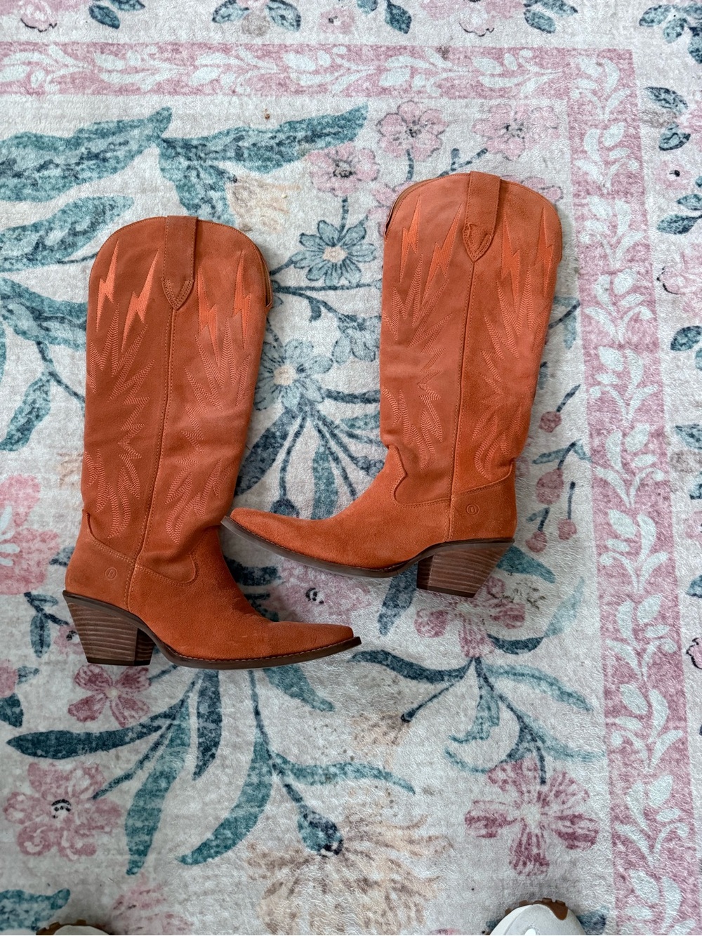 dingo Orange Suede Western Knee Boots